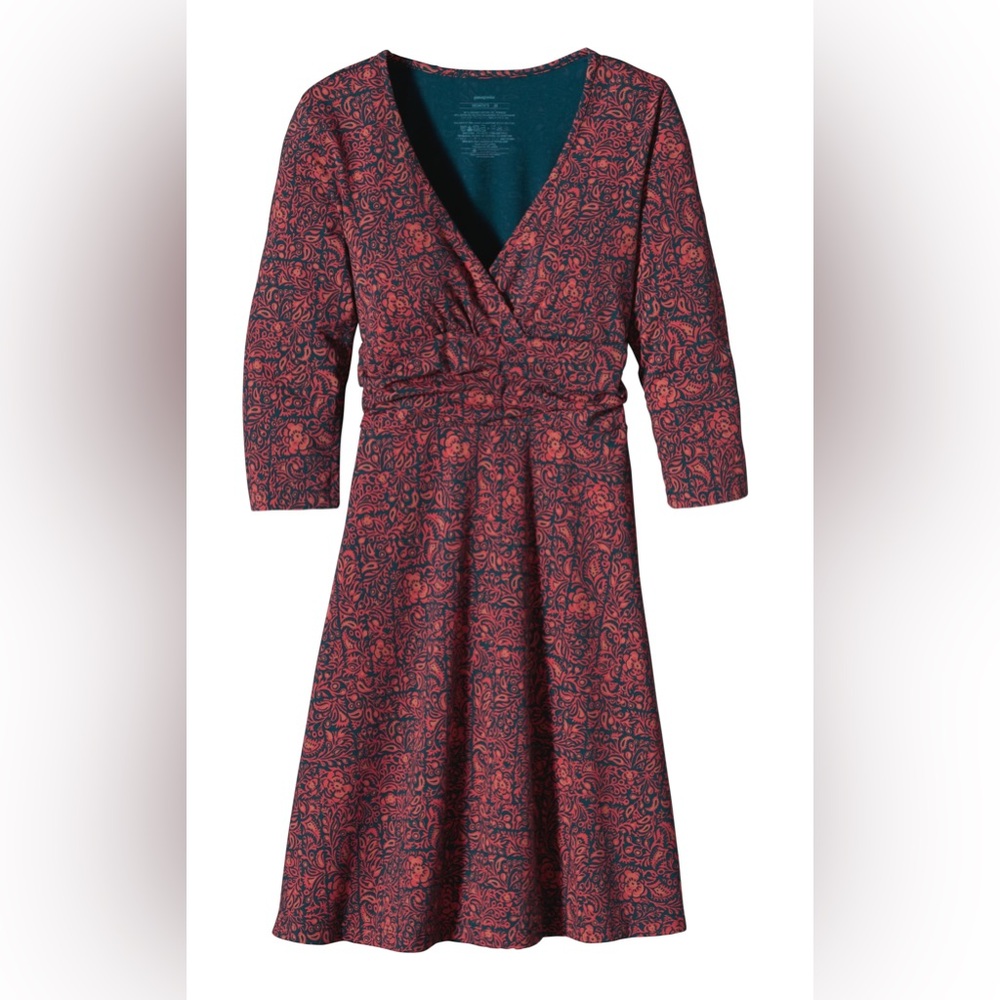 Patagonia Margot Dress in Tidal Teal 3/4 sleeves